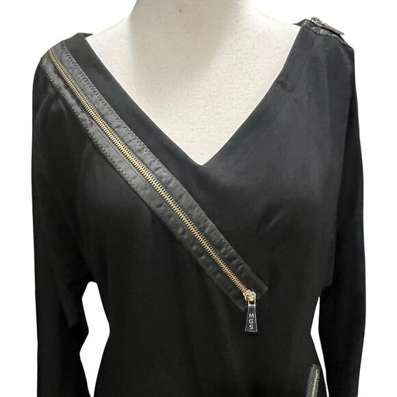 Maria Grazia Severi Sheath Dress 12 Black Zipper Detail Stretch Cocktail Italy - Picture 3 of 16